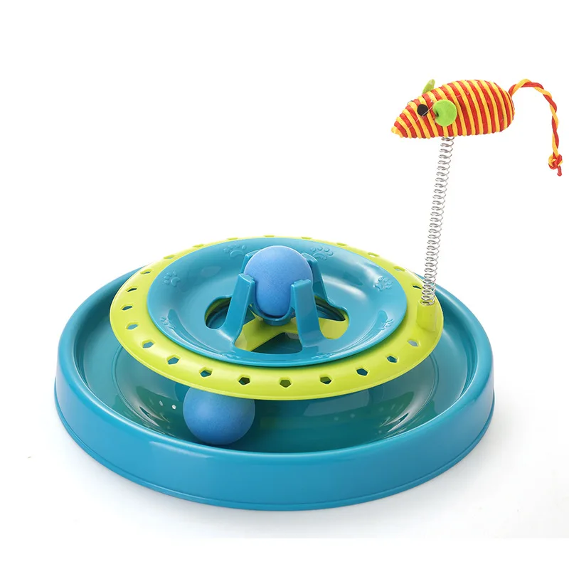 

Cat Turntable Double Layer Single Track Pet Amusement Plate Educational Cat Toy Spring Mouse Tease Cat Turntable