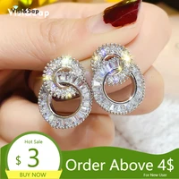visisap crystal stud earrings for women full stone round set individuality beauty lady earring korea fashion jewelry es042