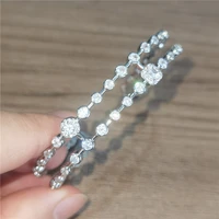 rakol trendy 2 row hollow out round cubic zirconia adjustable open bangles for women silver color anniversary jewelry wholesale