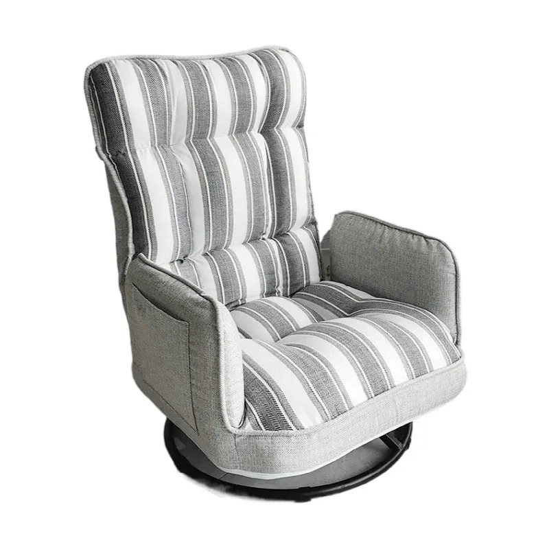 

360 Degree Swivel Armchair Sofa Breast Feeding Chairs for Mom Folding Backrest Padded Cushions with Storage Pocket Steel Base