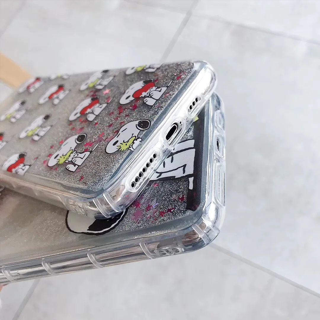 Cute cartoon Charlie Brown friend puppy love heart phone case for iphone Xs MAX XR X 6 6s 7 8 plusfun quicksand soft cover coque |