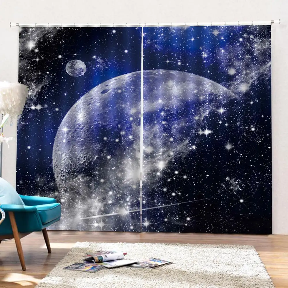 High Quality Arts Curtains Earth starlight Geometry image Modern Window Drapes For Living room bedroom Indoor Decor | Дом и сад