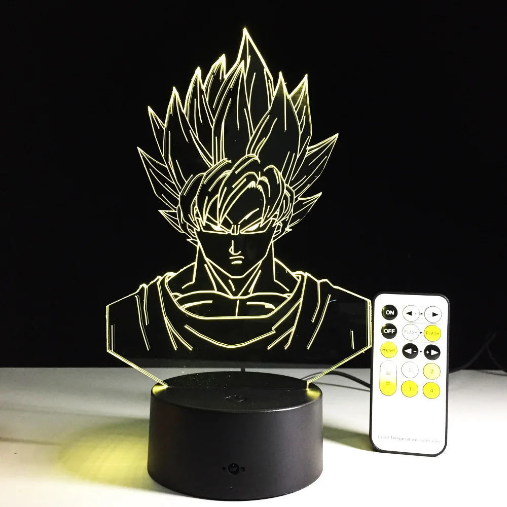 Фигурка дракона жемчуга Z 3D светодиодный настольная лампа Супер Saiyan Goku Вегета