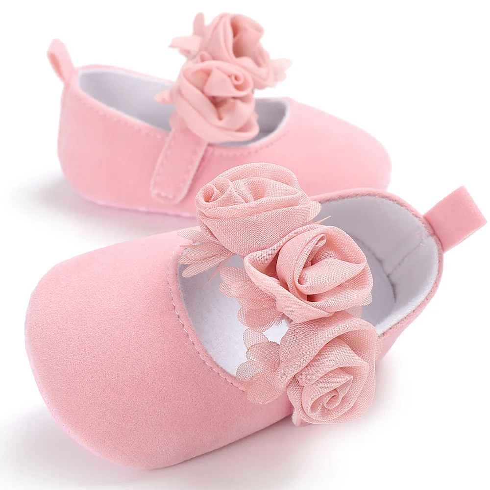Zapatos de beb&eacute; reci&eacute;n nacido, primeros pasos, mocasines de ante, Princesa, encaje, flor, suela suave, antideslizante, para cuna-1