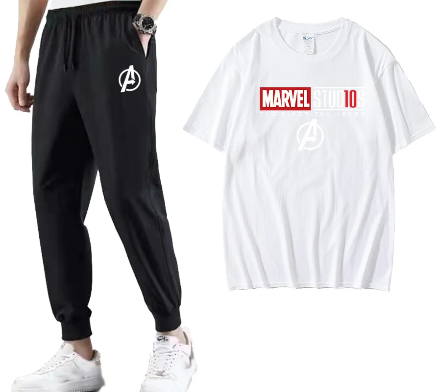 

2021 summer sports leisure suit short sleeve cotton T-shirt + sports pants two piece couple short sleeve suit