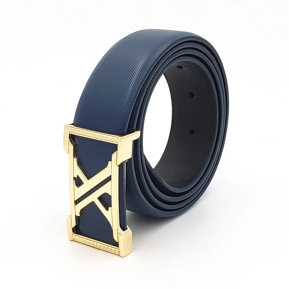 New Men's Genuine Leather Belts Famous Brand Luxury Gold Buckle Belts for Men All-match Leisure Jeans Waist Strap