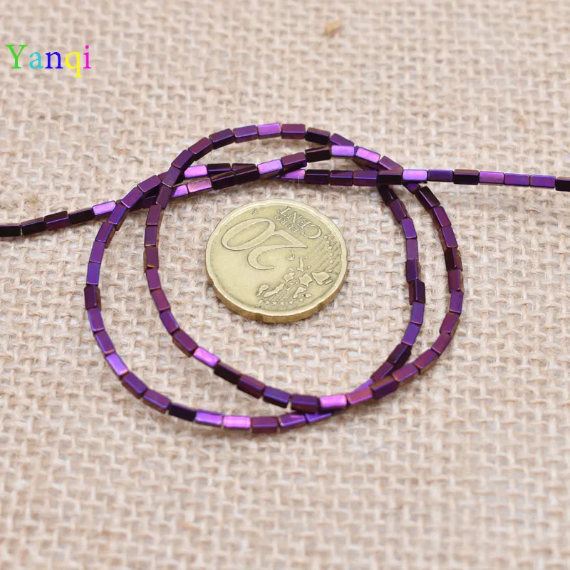 8-2x4mm 95 шт./лот, блестящие разноцветные бусины из натурального камня, гематит, прямоугольные бусины квадратной формы для самостоятельного изготовления ювелирных изделий - Цвет: 8-2x4mm