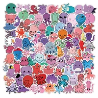 100pcs kawaii animal colored octopus stickers pack toy for girl cute cartoon decal sticker diy notebook stationery phone guitar