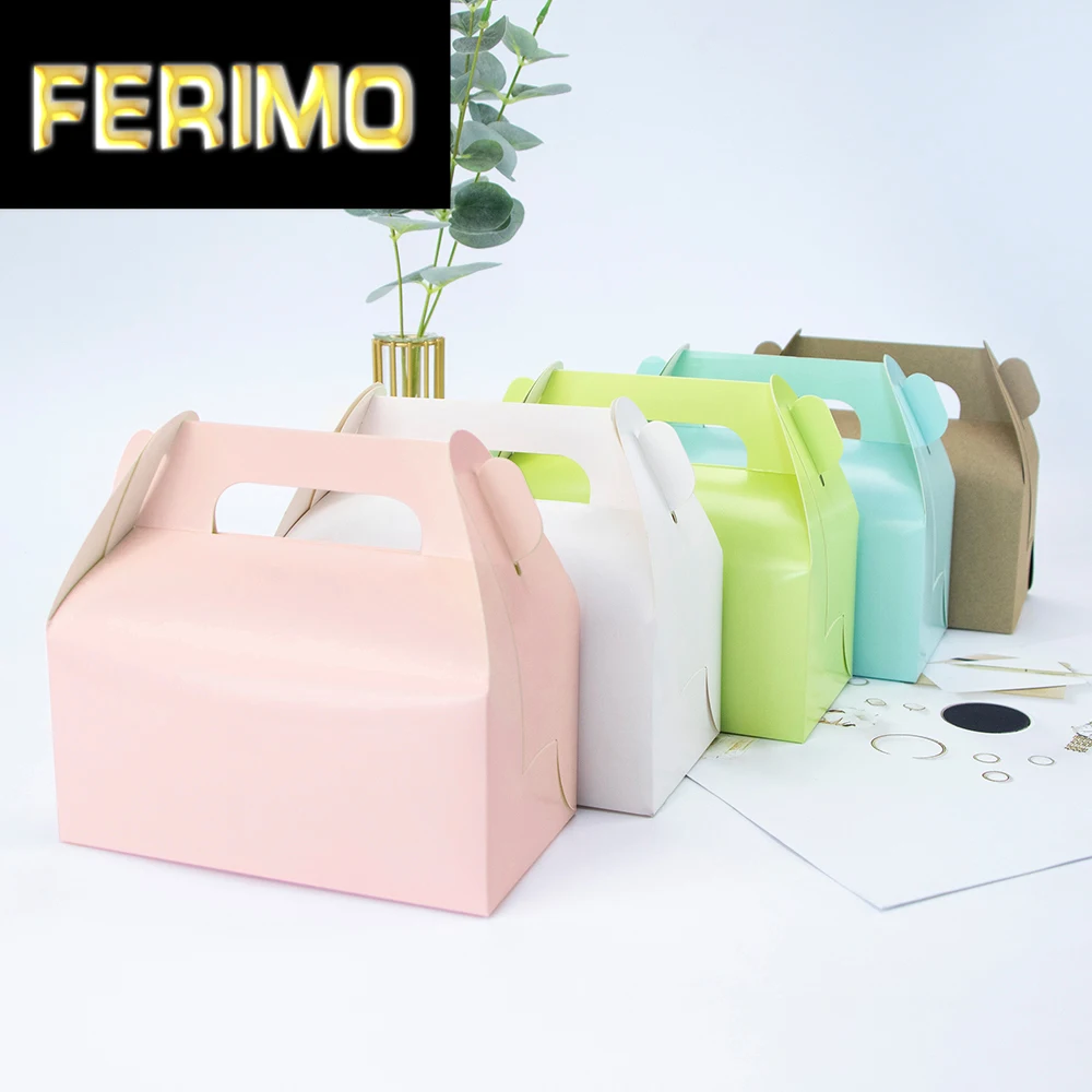 

10pcs /kraft gift box cake West Point white dessert brown pink green packaging paper cup wedding party portable paper box carton