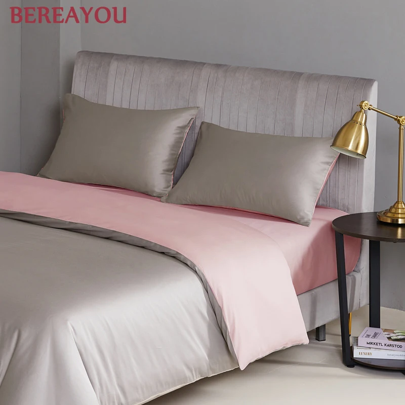 Постельное белье в скандинавском стиле хлопковое атласное Роскошное однотонное