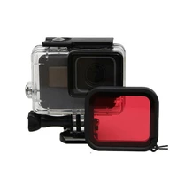 waterproof case red diving filter lens dive underwater lente filtors protector for go pro hero black 5 6 7 accessories