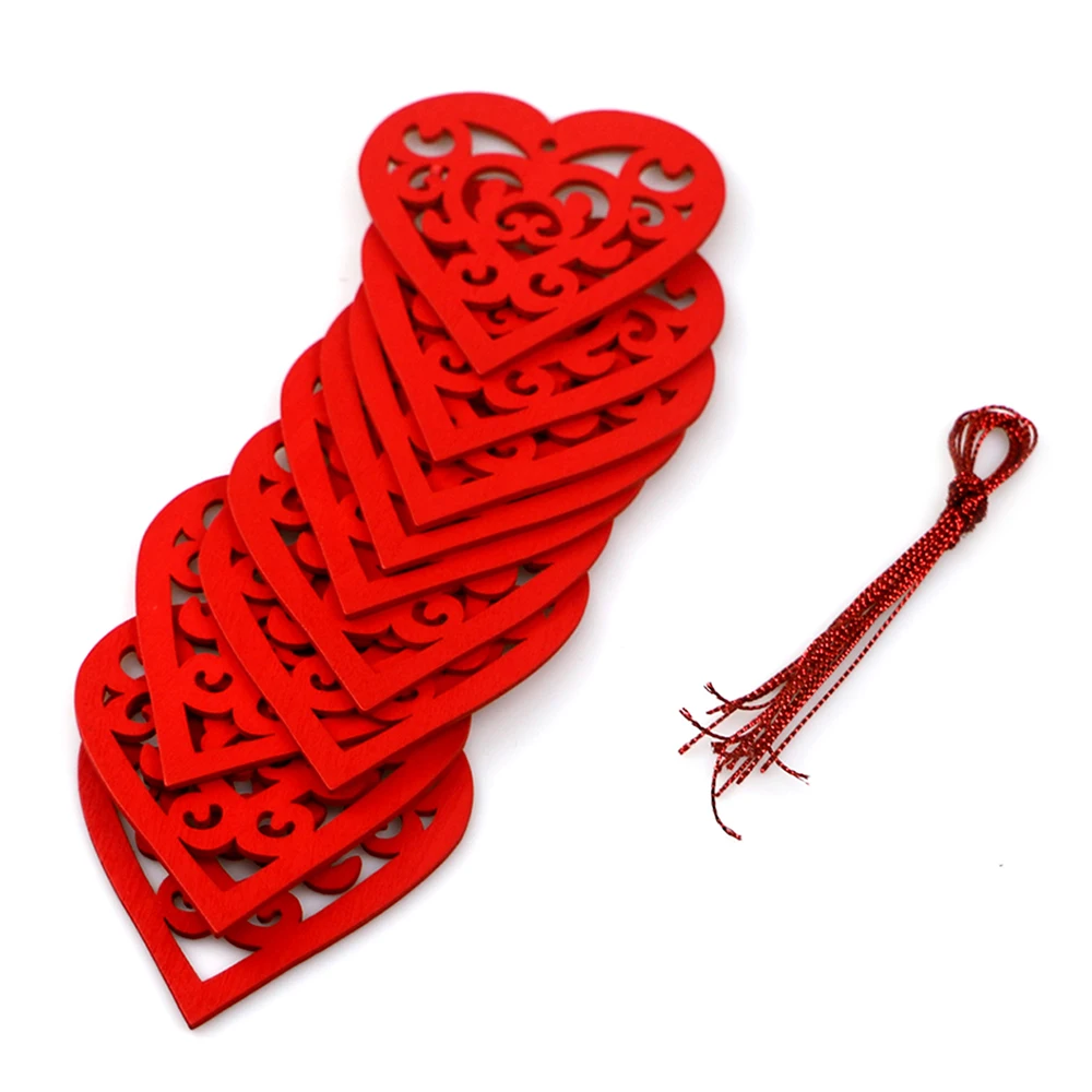 10 шт. украшения для подарки полое деревянное украшение в форме сердца подвесное