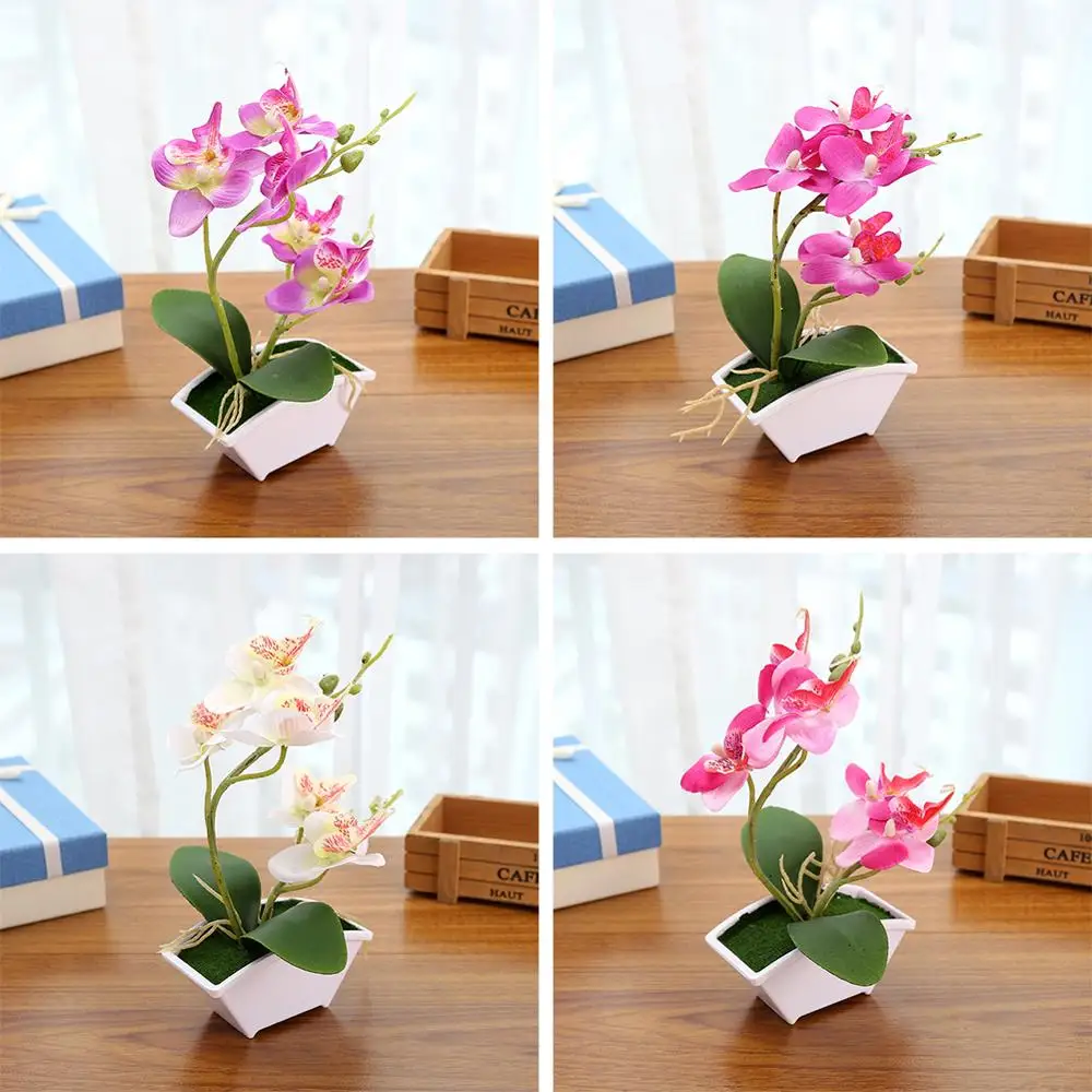 Имитация бабочки орхидеи искусственные декоративные цветы с цветочным горшком растения украшения для дома