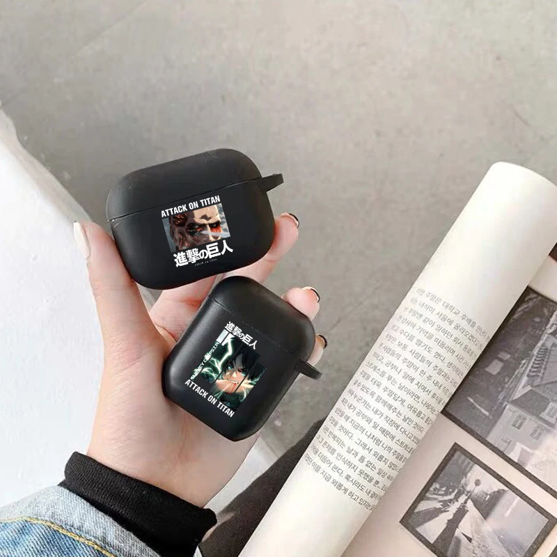 

Anime Attacking Giant Tempered black Soft silicone Bluetooth Airpod Case For Airpods 1 2 Airpods pro 3 fundas Coque