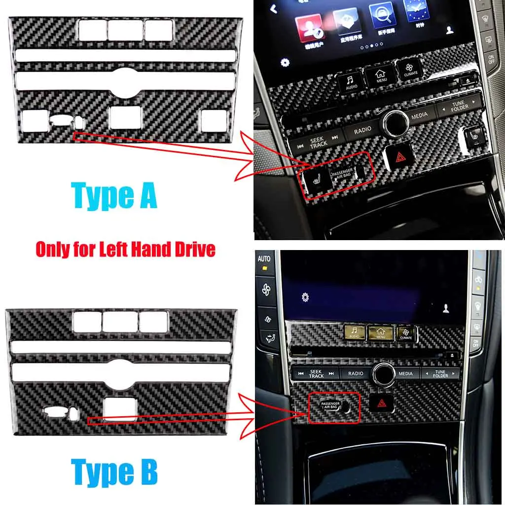 

Carbon Fiber Interior CD Panel Frame Trim Cover For Infiniti Q50 Q60 2014-2019
