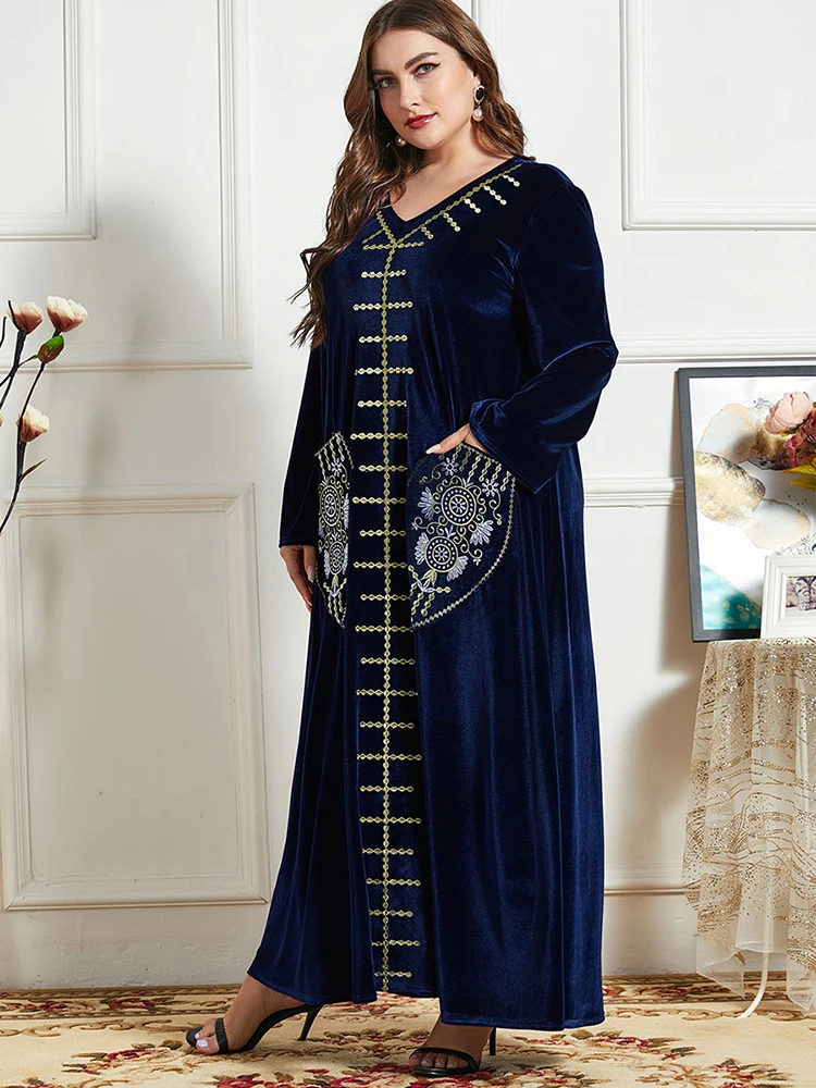 Abaya Дубай бархатные платья для женщин пакистанское турецкое исламское арабское мусульманское длинное платье макси хиджаб халат длинное ма...