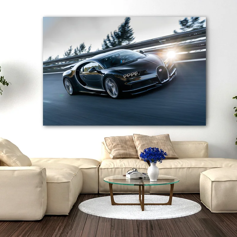 Плакаты и принты Bugatti Chiron спортивный автомобиль обои холст ткань настенная