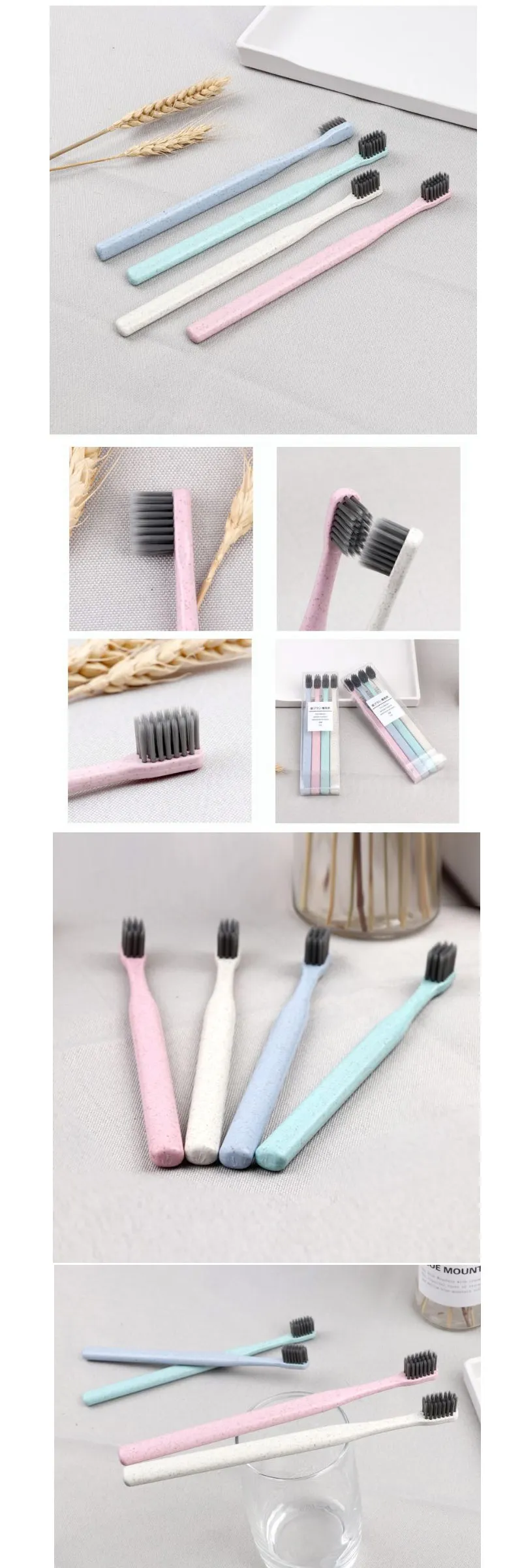 Bamboo Charcoal Toothbrush 4 Sticks Soft Hair Household Portable Family Wear Travel Small Head Tooth Brush Set Couple Toothbrush