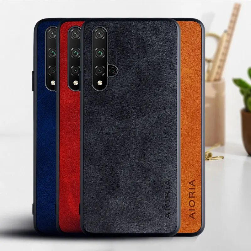 Чехол для Huawei Nova 5T роскошный винтажный кожаный чехол мягкий ТПУ с жестким ПК