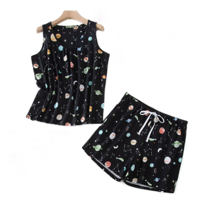 Летние женские пижамные комплекты с милым цветком женская хлопковая одежда для