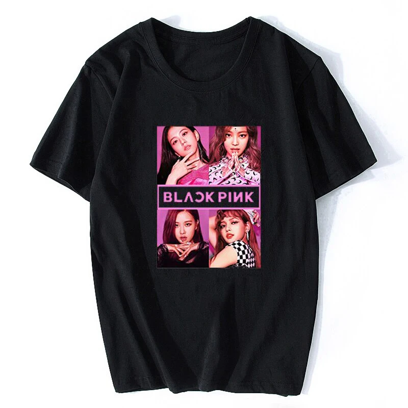 Новая черная и розовая футболка для девочек мужская женская хлопковая с принтом