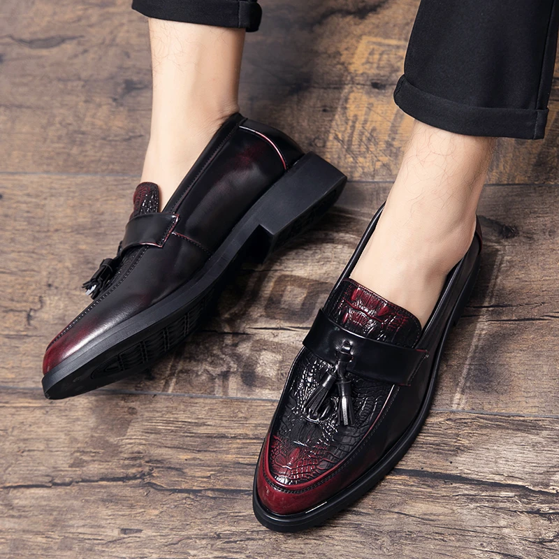 

2021 Fashion Men's Alligator Pattern Classic Casual Tassel Loafers Men Driving Comfy Breathable High Quality Leather Men Shoes
