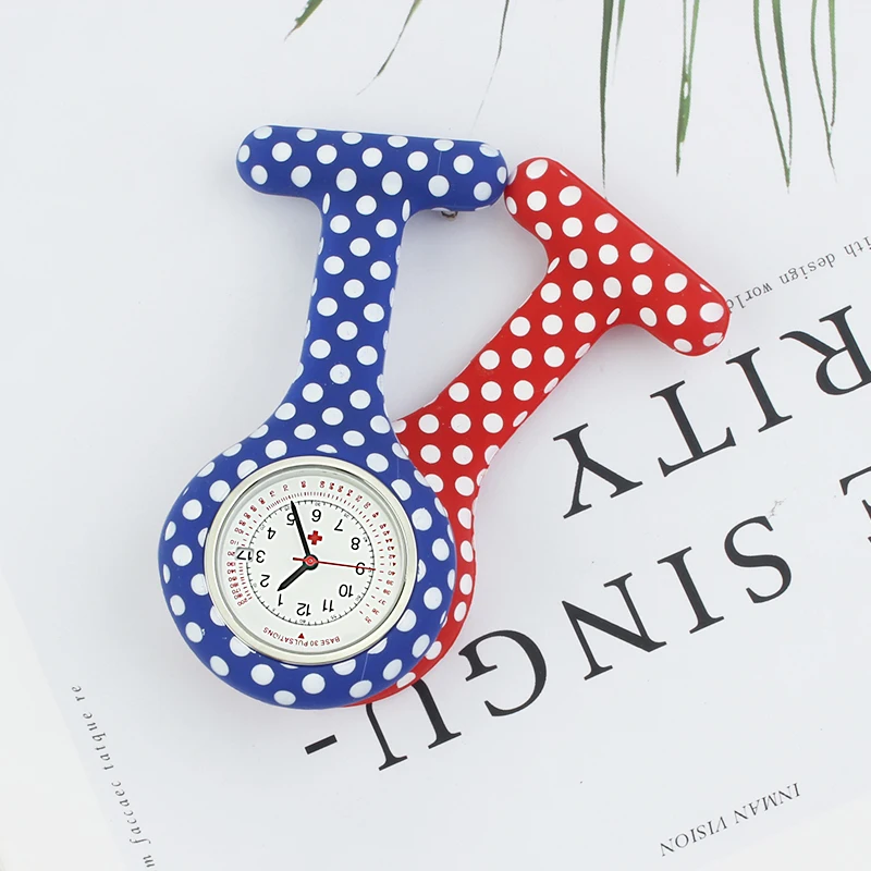 Polka dot silicone nurse watch set pen holder calendar Fob pocket medical gift for nurse doctor hospital watch