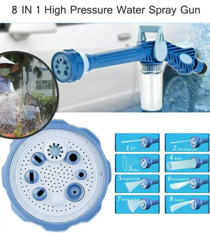 Многофункциональная насадка 8 в 1 для садового шланга Диспенсер водяного мыла