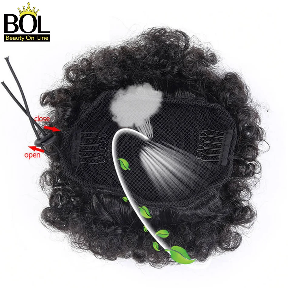 8 дюймов короткие синтетические волосы булочка шнурок конский хвост афро слоеный