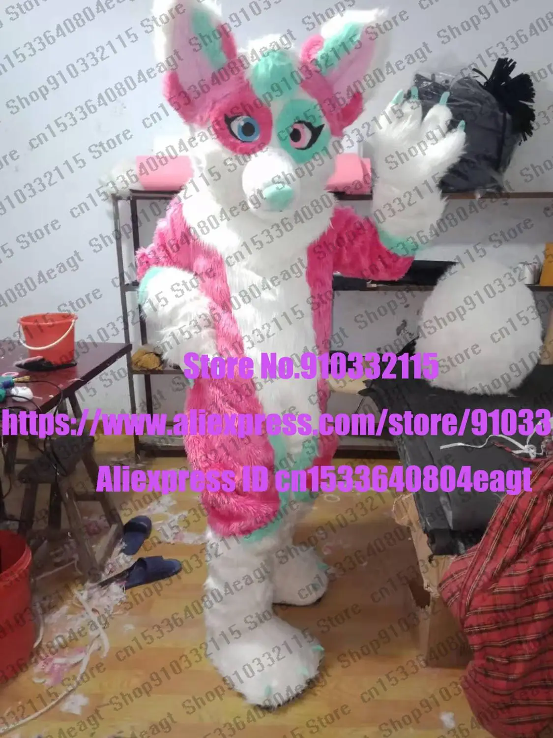 Длинный Меховой Лисий розовый хаски собака Волк Талисман меховой костюм для