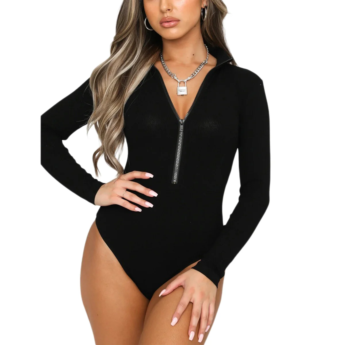 Соблазнительные Женские однотонные облегающие боди с V-образным вырезом женские