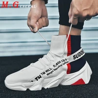 high top sneakers man sport air mesh running shoes men knit slip on white sports shoes for mens platforms printed sock shoe b14