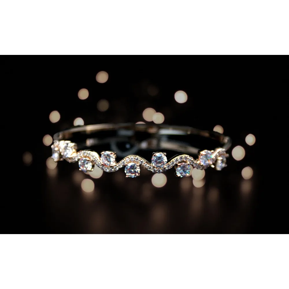 Браслет MADALENA SARARA, инкрустированный фианитом AAA, медный браслет золотого цвета, инкрустированный фианитом, волнистый стиль, Женские Ювелирные изделия, роскошные