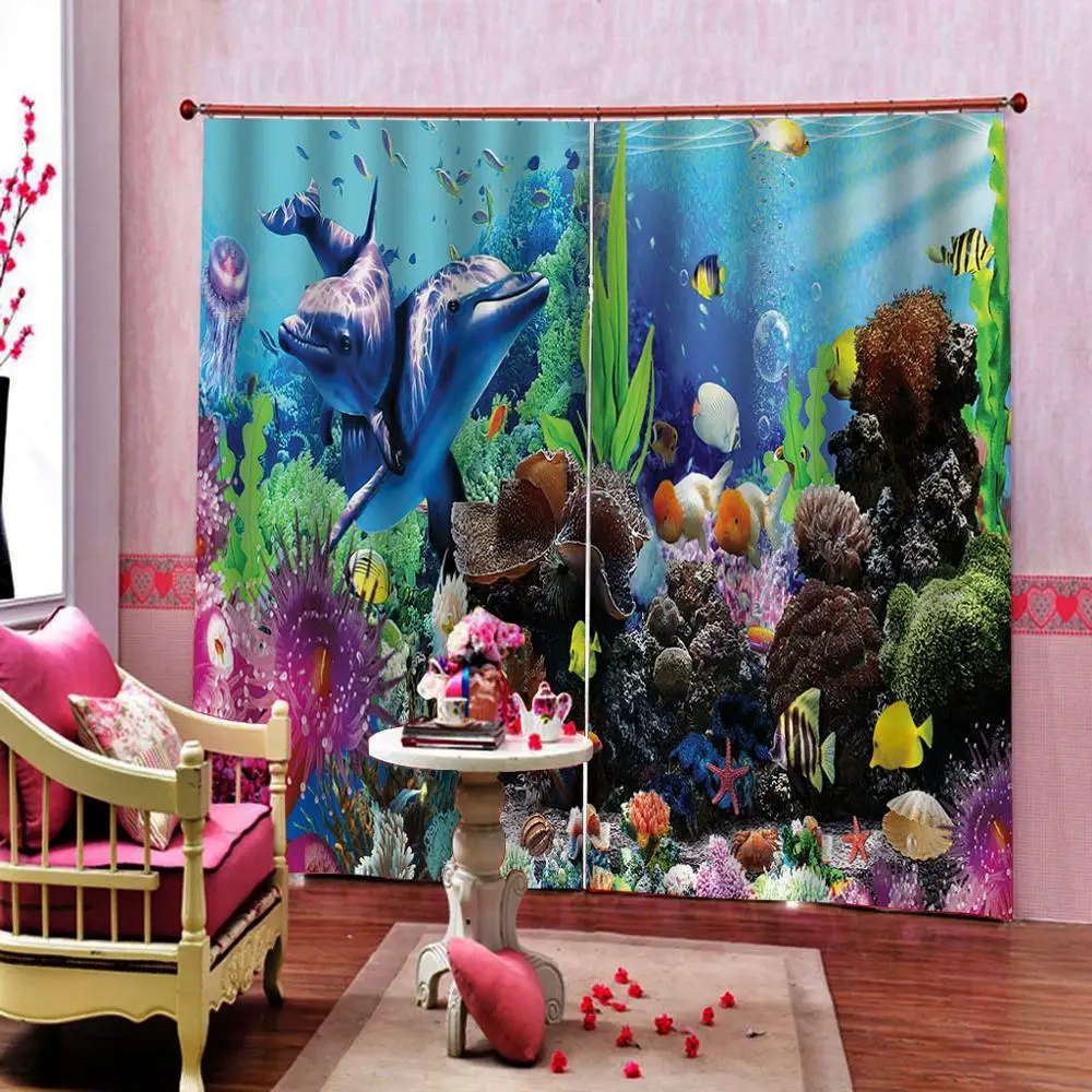 Средиземноморские занавески s подводный мир красочные рыбы морские Оконные