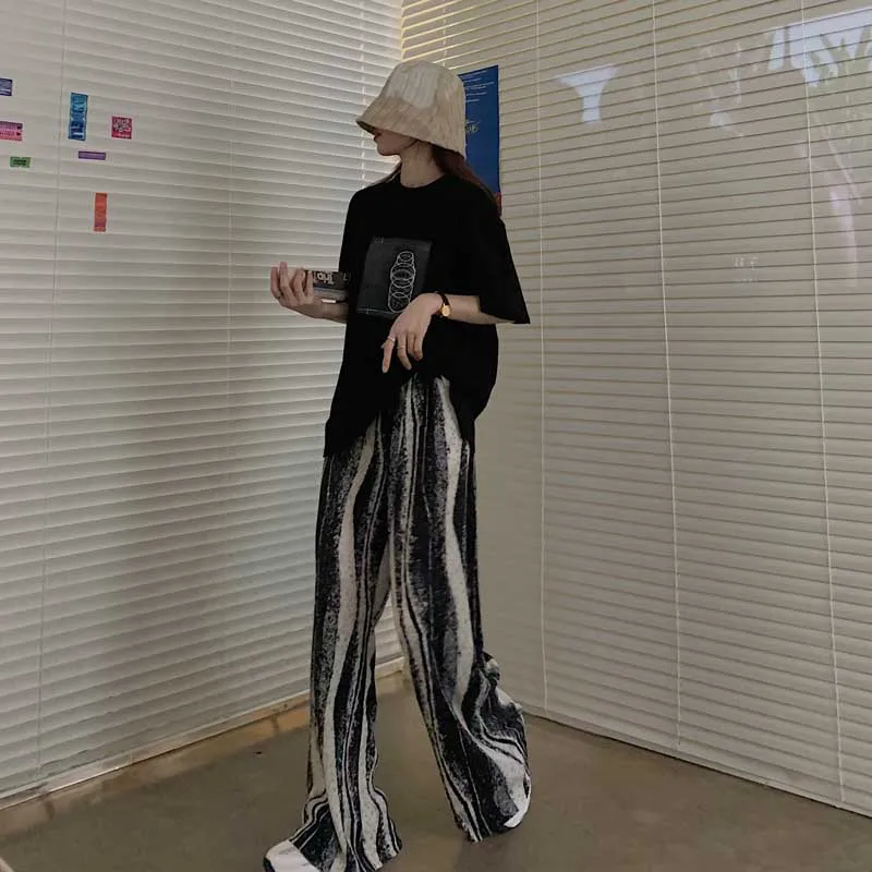 

Hzirip 2020 New Women Trouser High Waist Elasticity Fresh Straight Multicolor Loose High Street Casual All-Match Wide Leg Pants