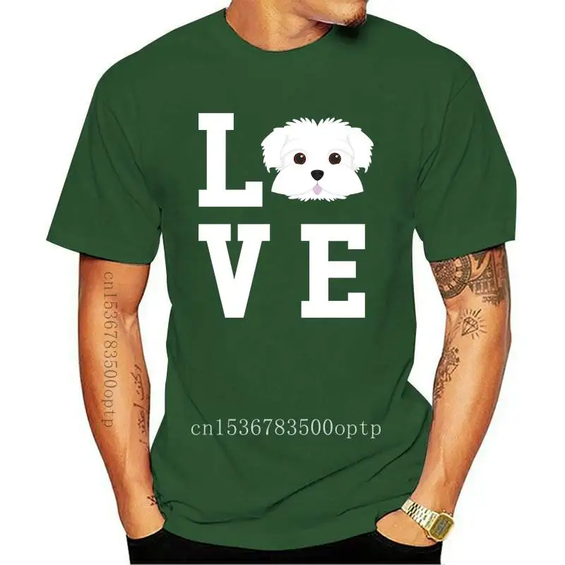 

New I Love My Dog Maltese Animal Lover T-Shirt Cartoon Print Short Sleeve T Shirts