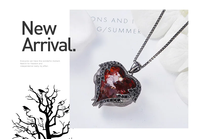 Cdyle готическое черное крыло Ангела Сверкающее красное сердце кристалл от Swarovski Подвеска Ожерелье для Хэллоуина ювелирные изделия подарок