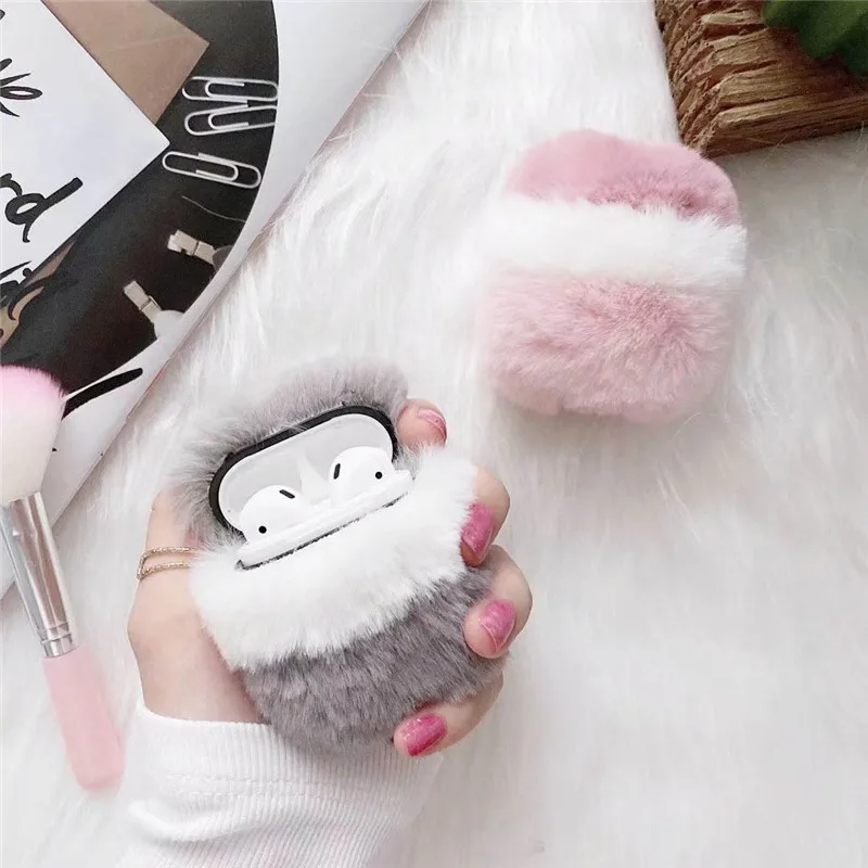 

Warm Fur Plush Airpods Case Funda For Air pods 1 2 Fluffy Cover for Airpods Pro Wireless Charging Earphone Box Protection Coque