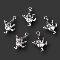 10pcs silver plated hip hop style snowman pendant diy charmt christmas necklace bracelet handmade jewelry carfts making a1562