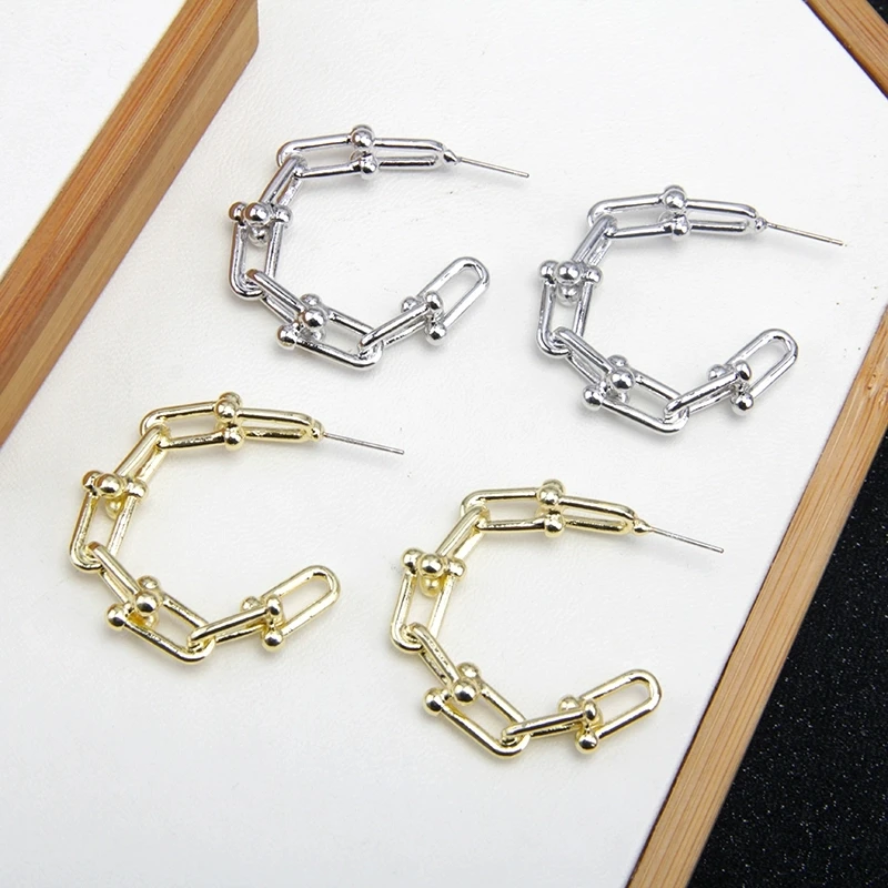 

2020 Trendy Minimalist Gold Earrings Braided Chain Hoop Earrings for Women Christmas Jewelry Valentine's Day Gift Exaggerated