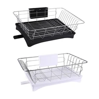 stainless steel dish drainer drying rack with 3 piece set removable rust proof utensil holde for kitchen counter storage rack
