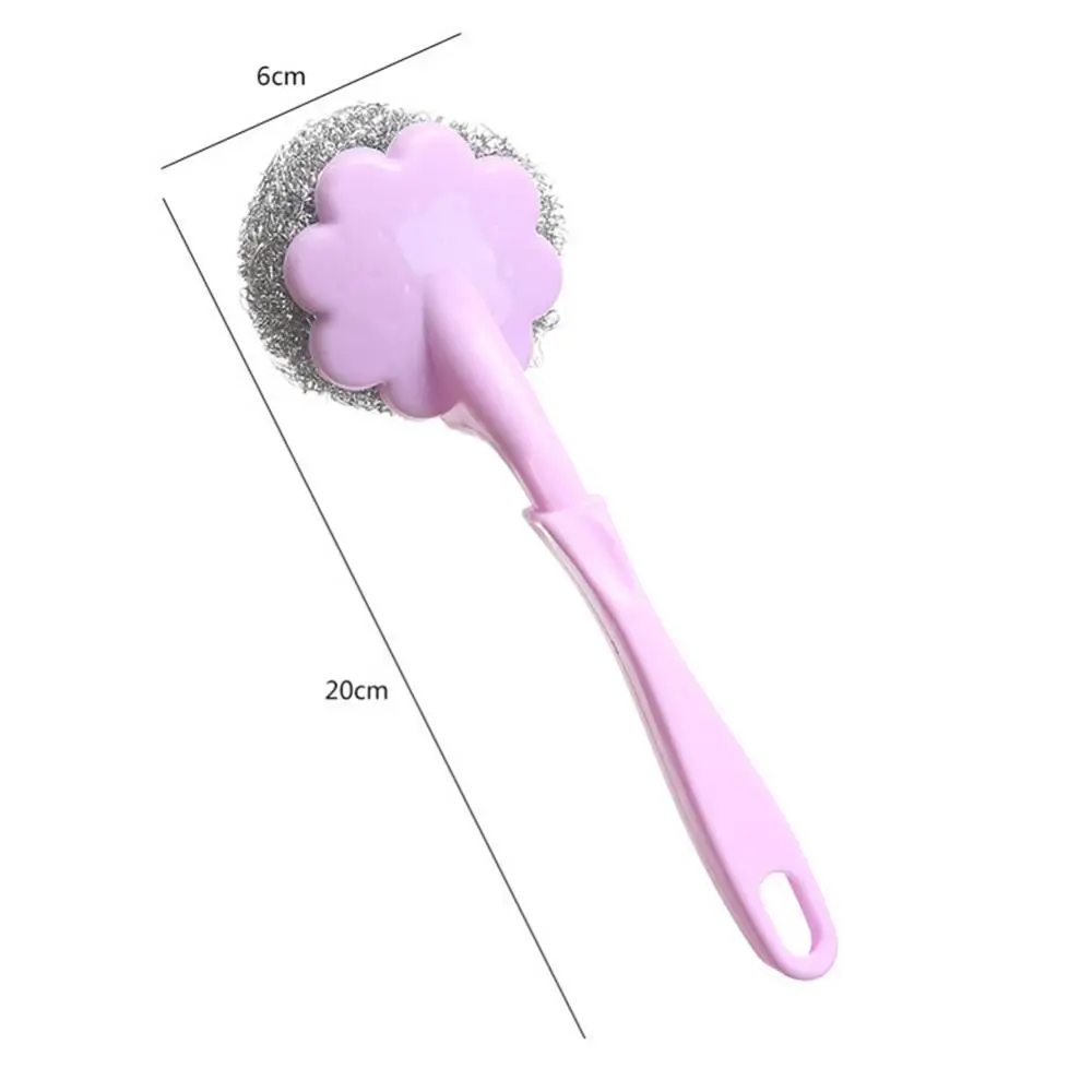 

Washing Tool Long Handle Home Kitchen Steel Wire Ball Pot Dish Cleaning Brush Steel Wire Brush