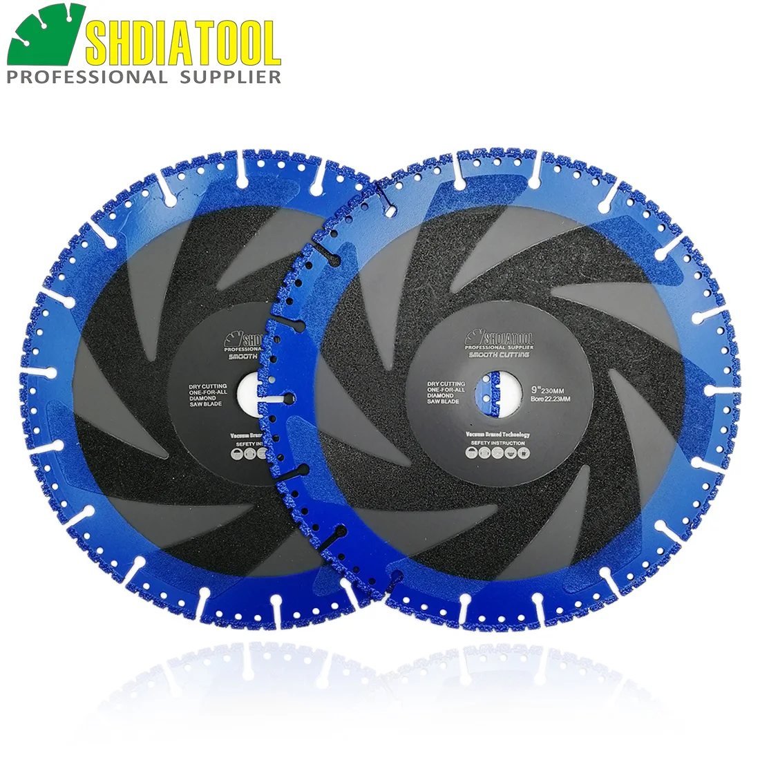 SHDIATOOL  2pcs 230mm Vacuum Brazed Diamond saw Blades for All Purpose For stone iron steel 9