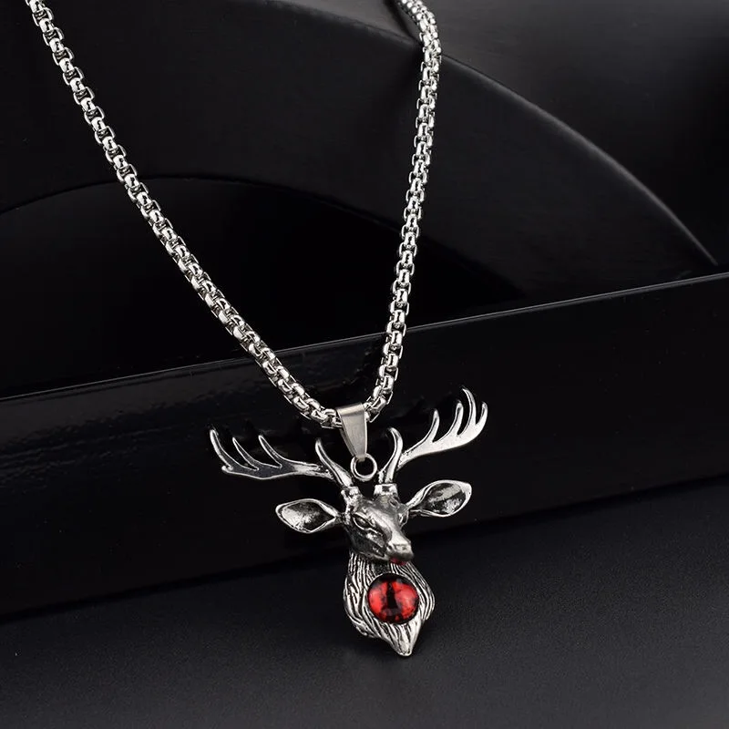 Классический Панк стиль Олень ювелирные изделия лося кулон ожерелье рога
