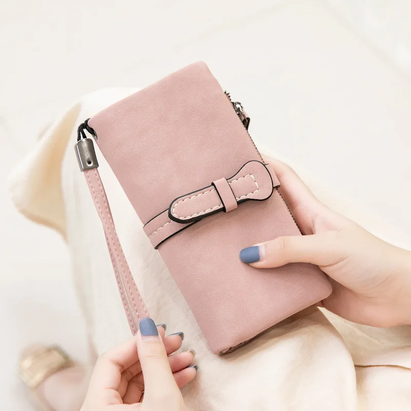 Модный Матовый кожаный кошелек Aosbos для женщин длинный бумажник из искусственной