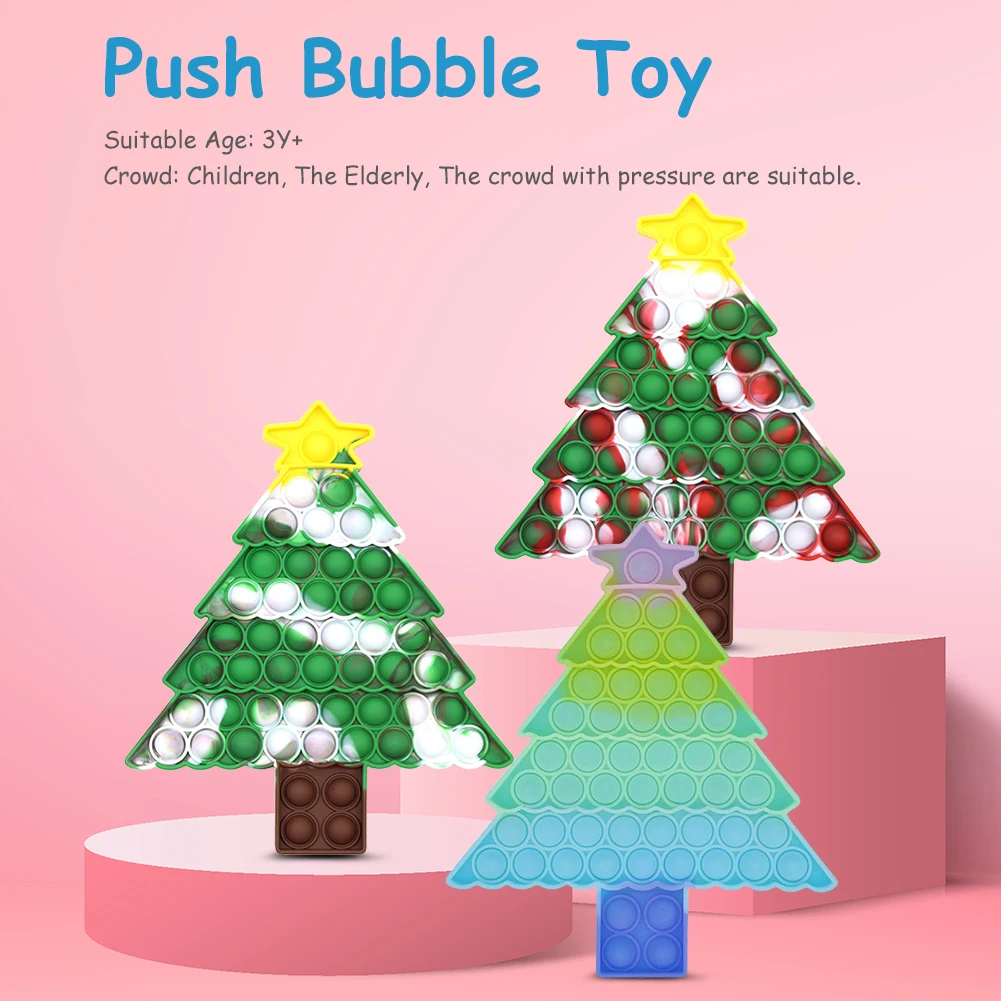 

Christmas Tree Rainbow Push Bubble Fidget Toys Merry Christmas Squeeze Bubble Toy for Children Gift Stress Relief Sensory Toys