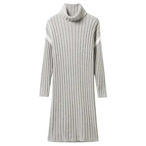 03Grey Giordano женское платье с высоким воротом контрастного цвета с длинными рукавами Vestidos 12 иглы вязание теплый халат Femme 05469888 - Цвет: 03Grey