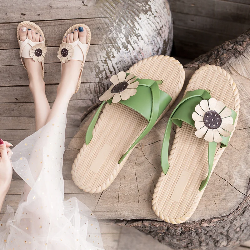 

Women's Summer Flower Herringbone Slippers Outdoor Vacation Cool Light Weight Beach Slipper Anti-Slipery Hard-Wearing Slippers