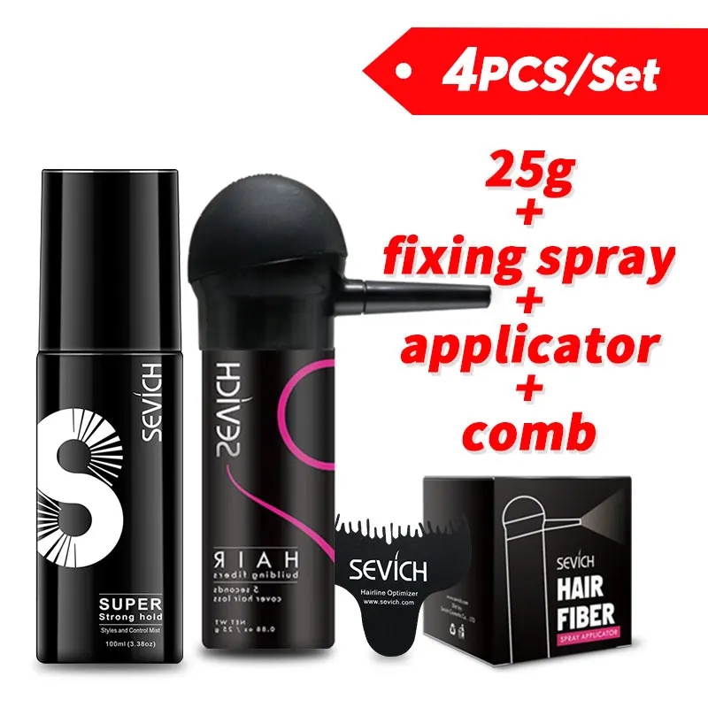 Набор волосяных волокон sevich 4 шт. строительные волокна для выпадения волос 25 г