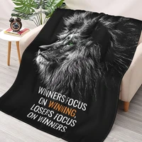 animal motivation winners focus on winning losers focus on winners throw blanket sherpa blanket cover bedding soft blankets